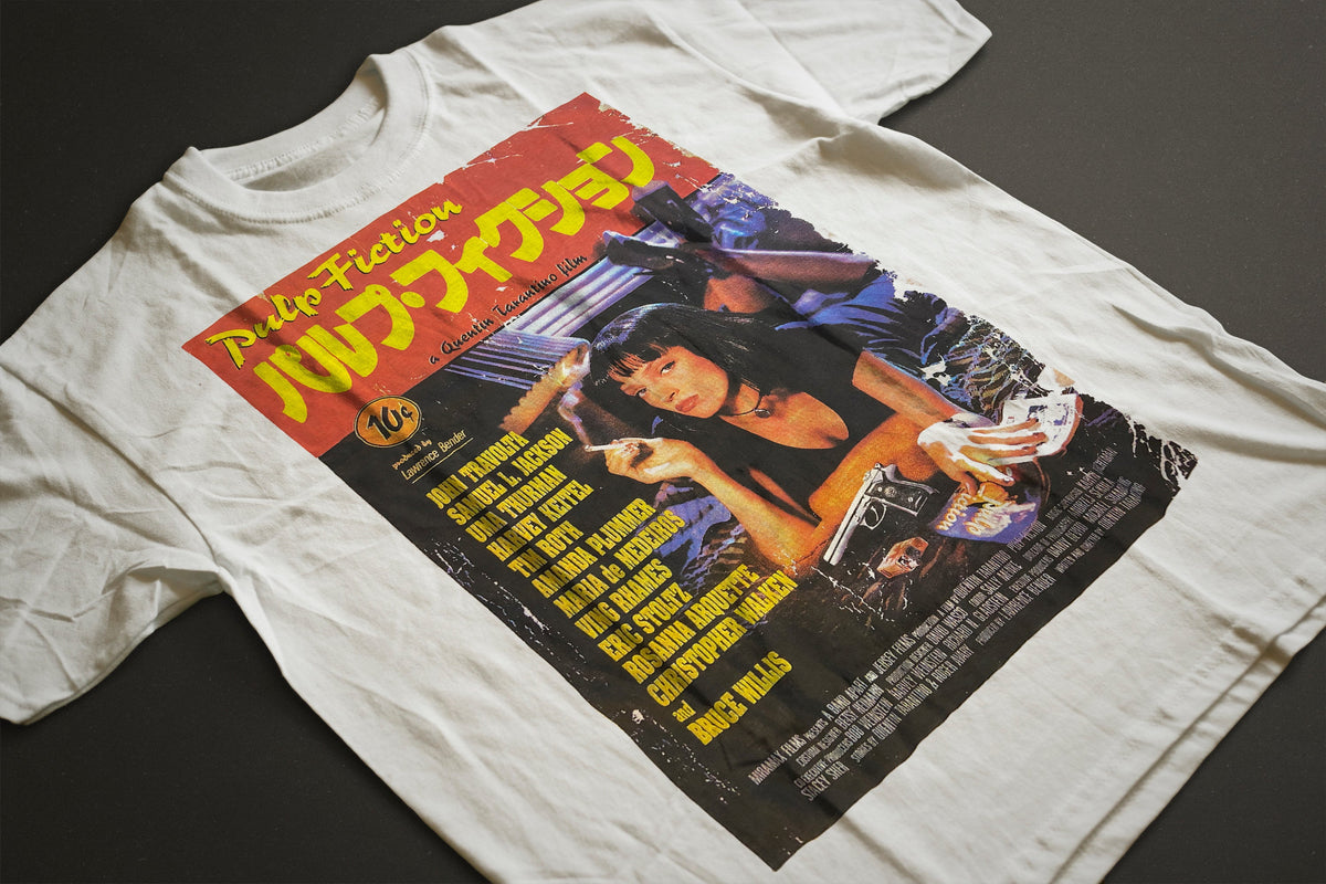 Pulp Fiction Japanese Logo Poster T-Shirt (Unisex Cream) – Noise
