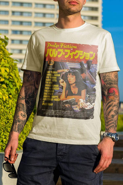 Pulp Fiction Japanese Logo Poster T-Shirt (Unisex Cream) – Noise In